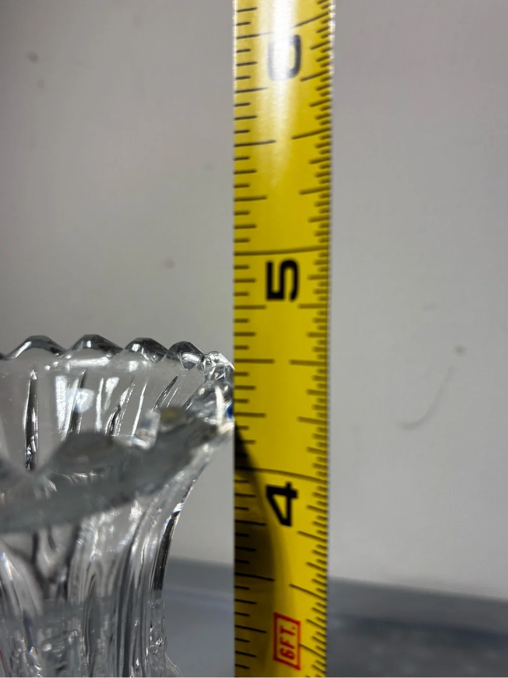 Vintage Cut Crystal Footed Bud Vase Sawtooth Rim 4.5” Pressed Glass - Picture 8 of 9